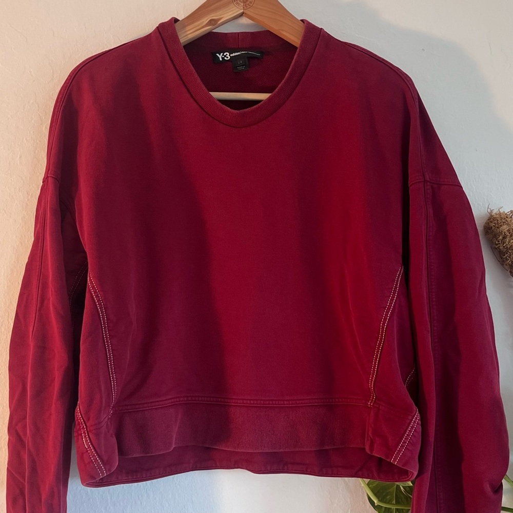 Y-3 Adidas Cropped Wine Red Sweatshirt